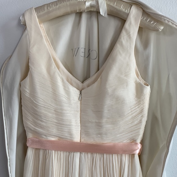 NWT JCrew Ivory Silk Crepe Draped Gown with Pink Ribbon in Canvas Bag - Picture 7 of 10